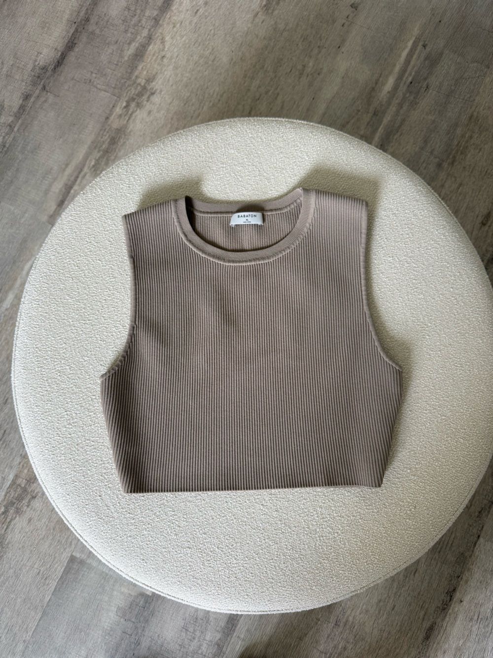 Aritzia Babaton Ribbed Cropped Tank Top In Taupe